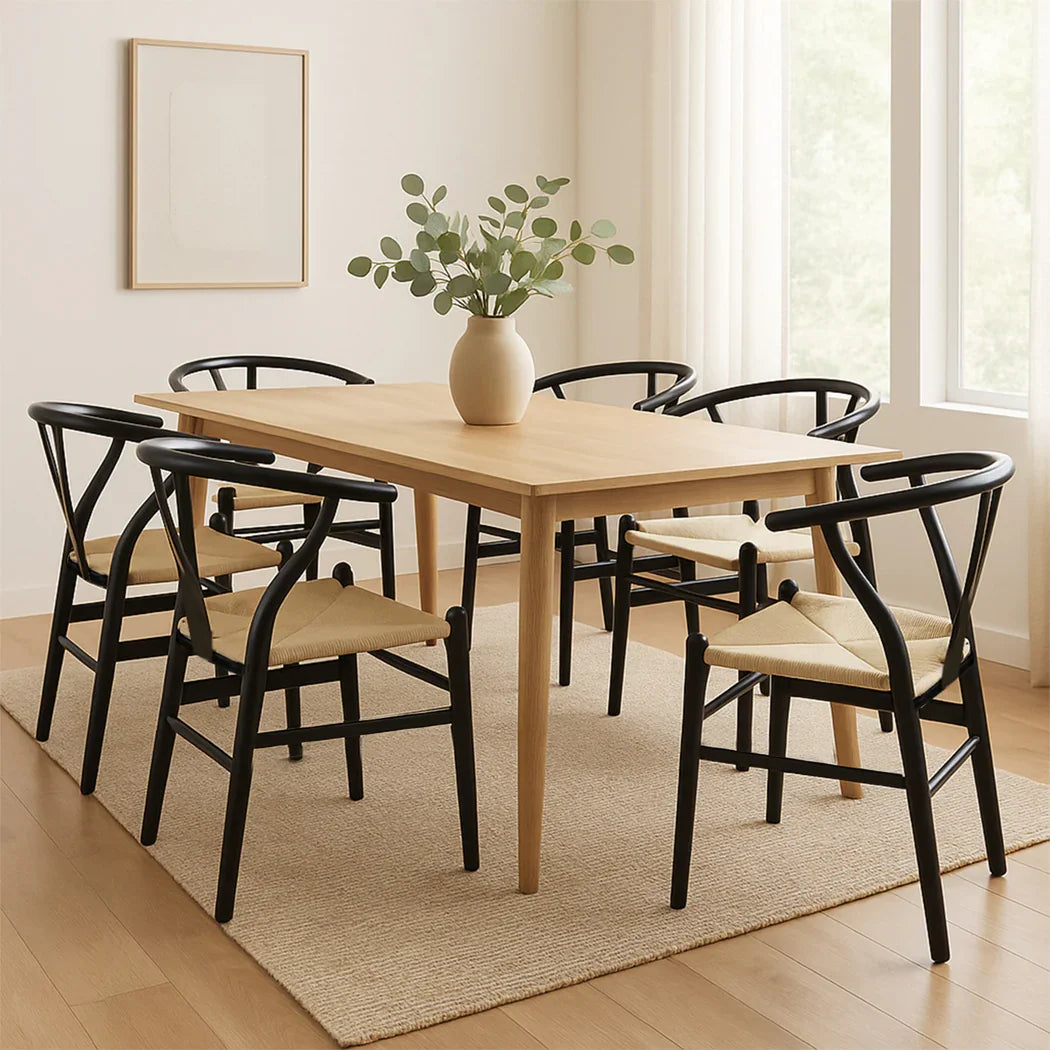 Levede 6x Dining Chairs Wooden Hans Black-2018816932366651399