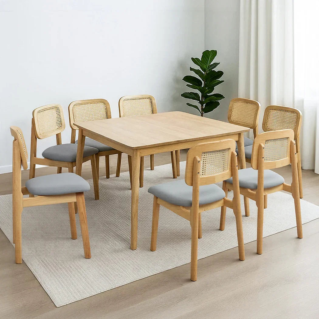 Levede Dining Chair Wood Rattan Armless Natural x8-2006732737045729287