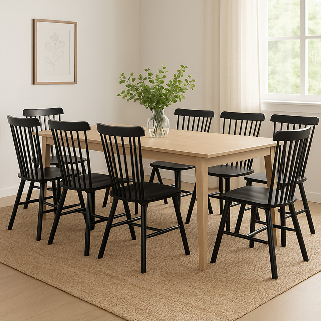 Levede 8x Dining Chairs Kitchen Winsor Black-2006732719484178439
