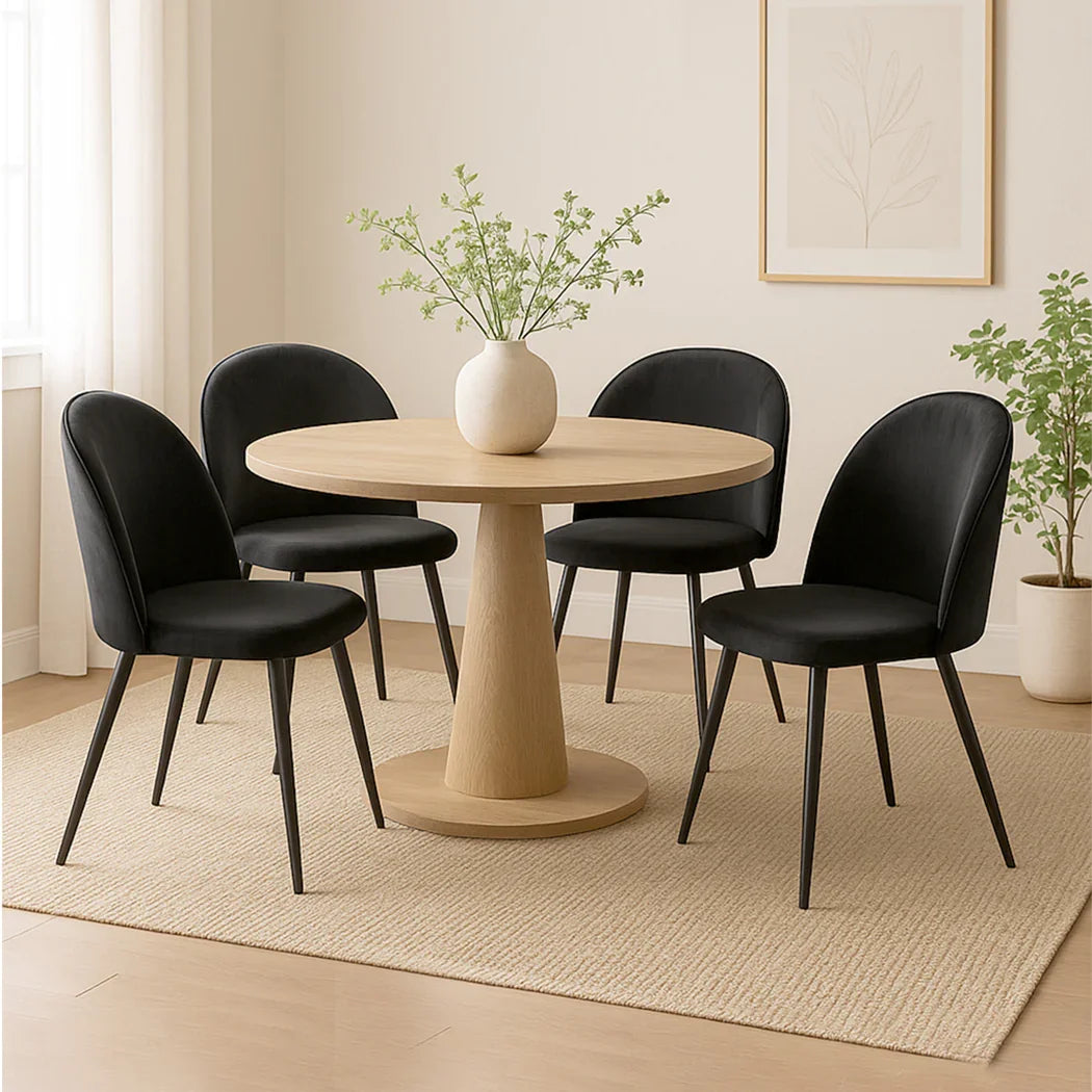 Levede 4x Dining Chairs Kitchen Cafe Black-2006732720193015815