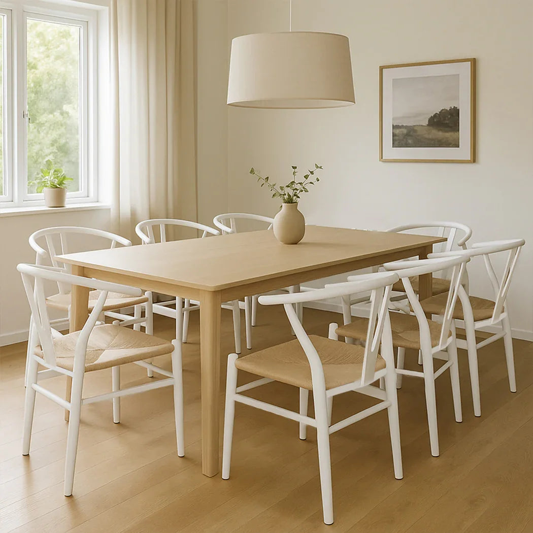 Levede 8x Dining Chairs Wooden Hans White-2006732723414241287