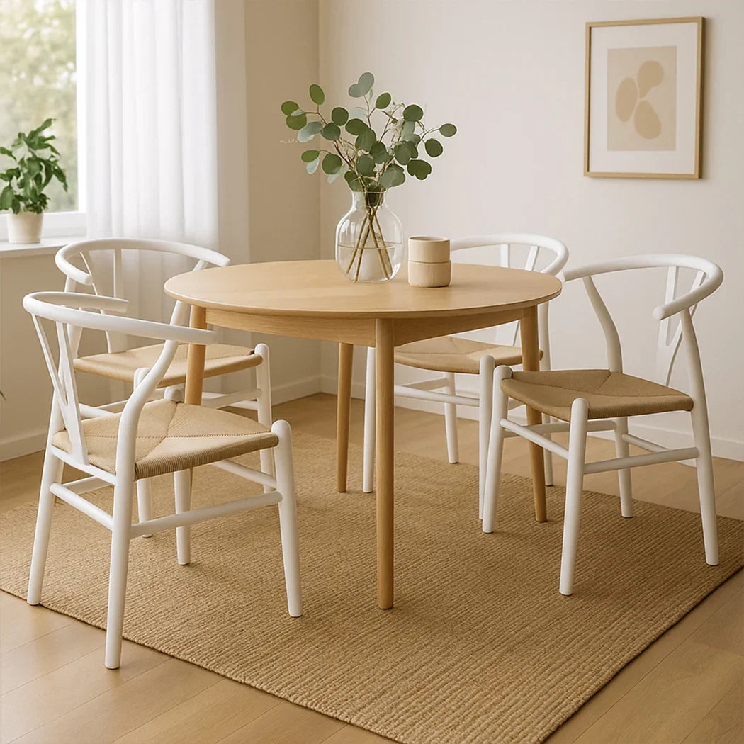 Levede 4x Dining Chairs Wooden Hans White-2006732723045142535