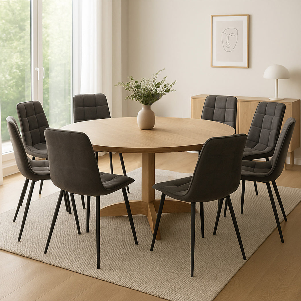 Levede 8x Dining Chairs Kitchen Velvet Grey-1973193557816774663