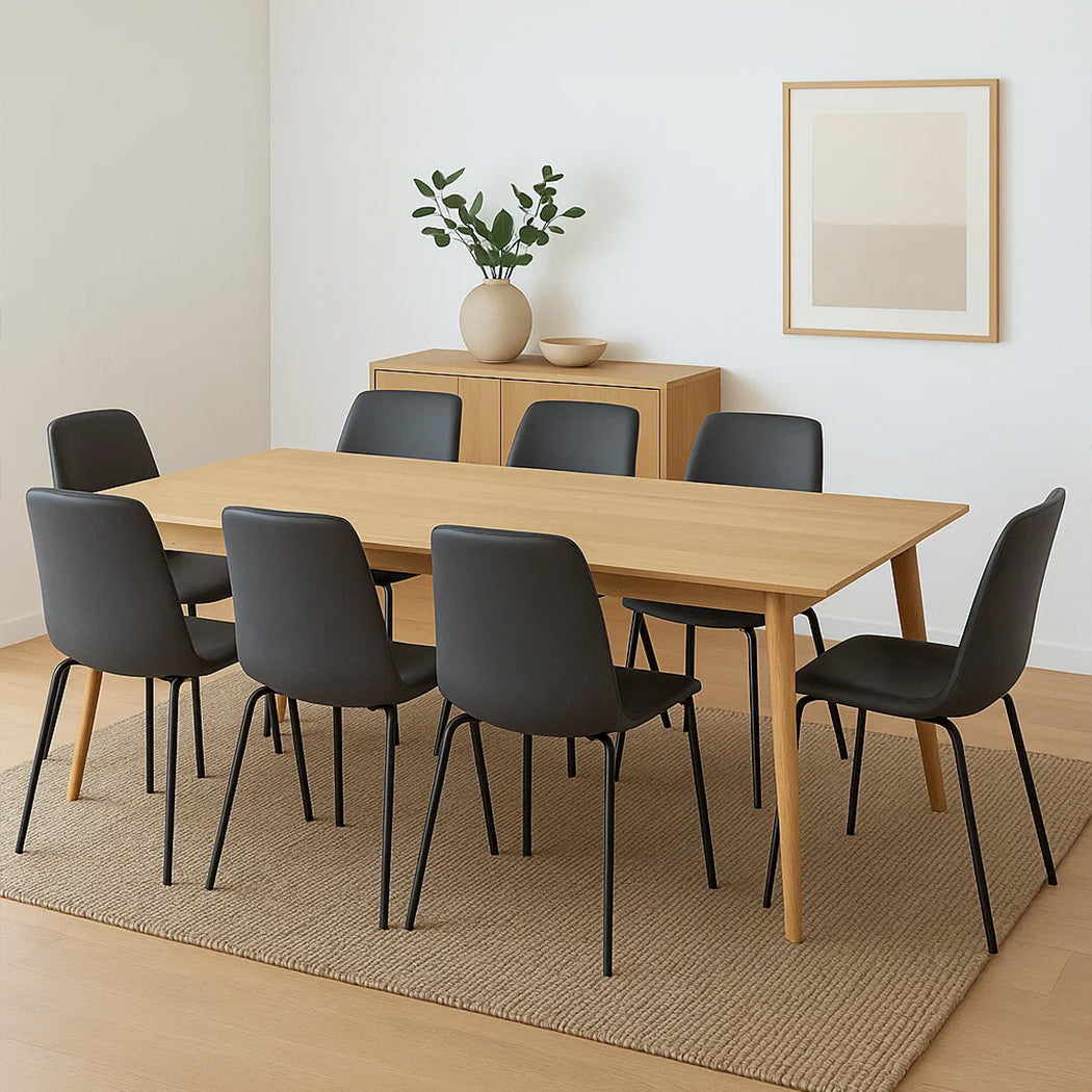 Levede Stackable Dining Chairs Kitchen Grey Set of 8-2006732727608545287