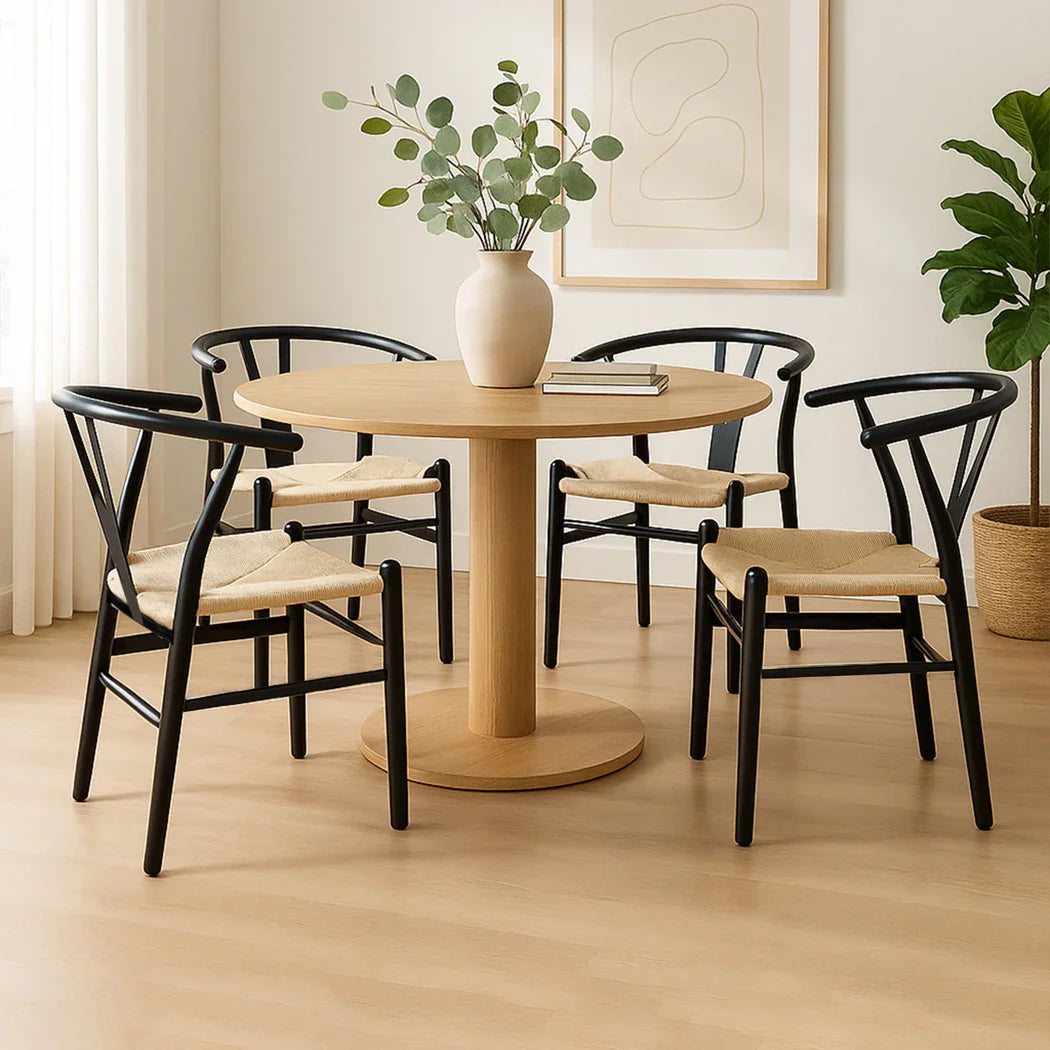Levede 4x Dining Chairs Wooden Hans Black-2018816917736919047