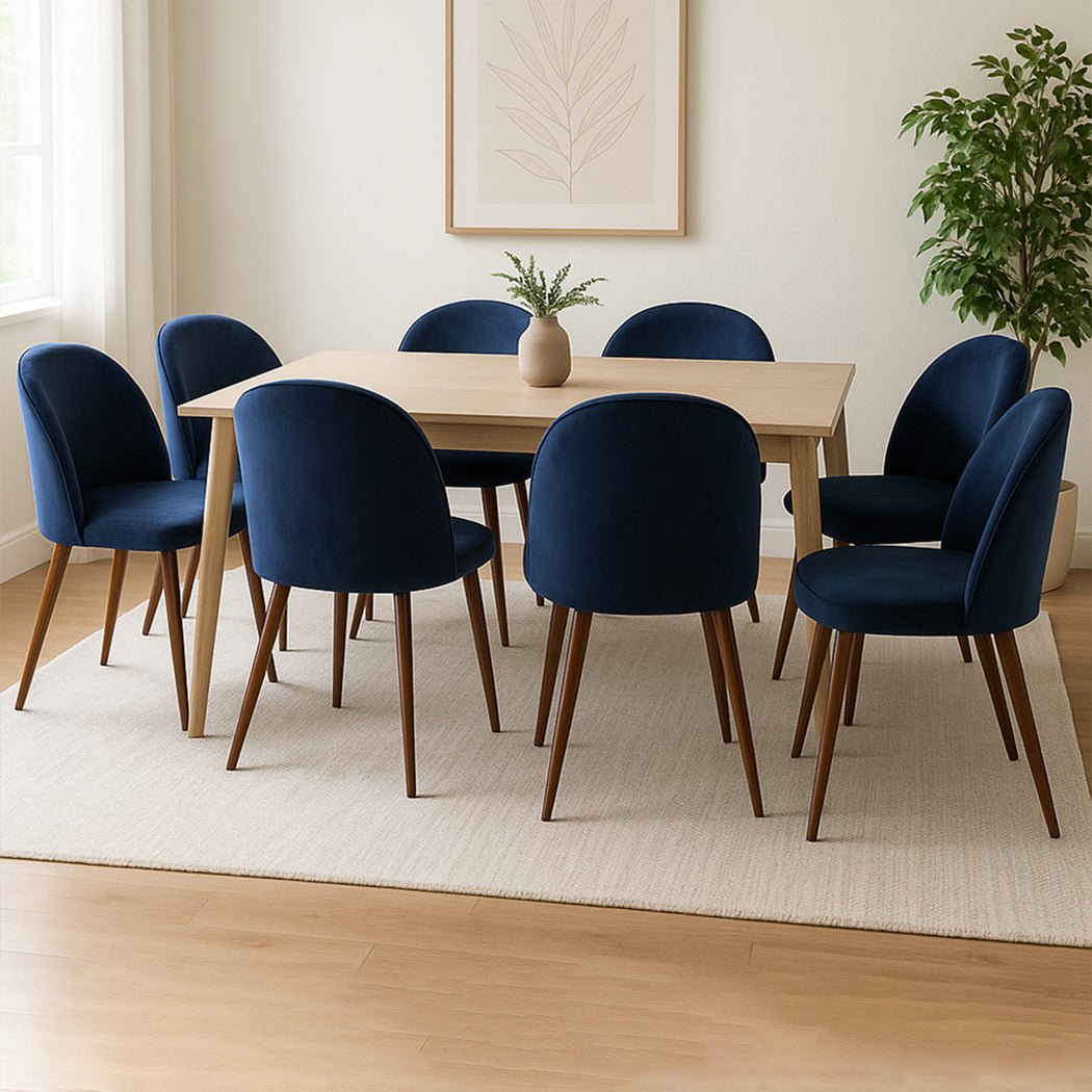Levede 8x Dining Chairs Seat French Navy-2006732722332110855