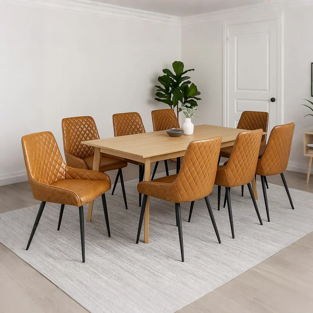 Dining Chairs x 8 Padded Seat PU Faux Leather-2018816926830170119