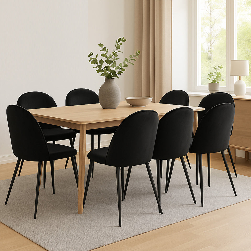 Levede 8x Dining Chairs Kitchen Cafe Black-1975420351374561287