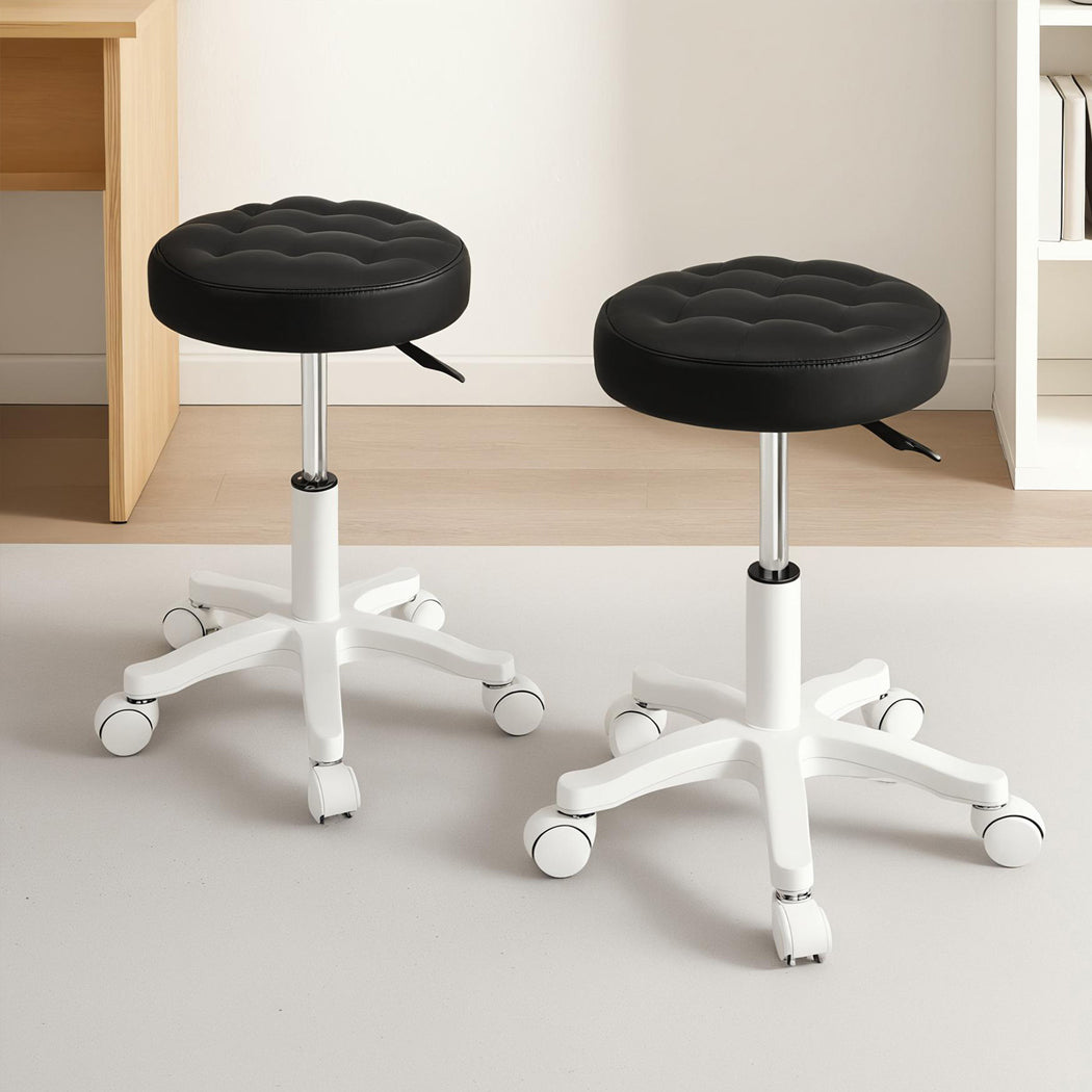 Levede 2x Rolling Bar Stool Swivel Salon SPA Chair Black-2018816822190673927