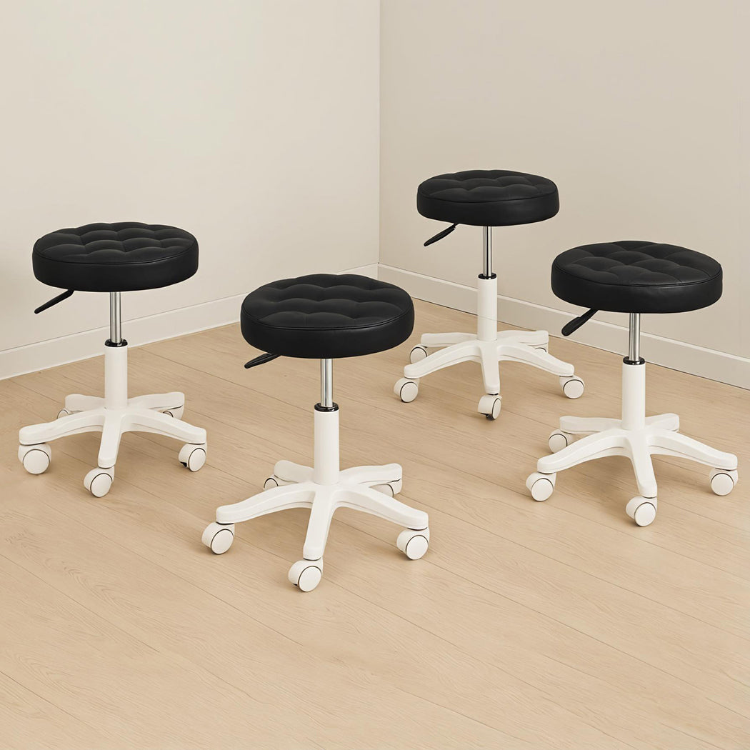 Levede 4x Rolling Bar Stool Swivel Salon SPA Chair Black-2018816867141029895