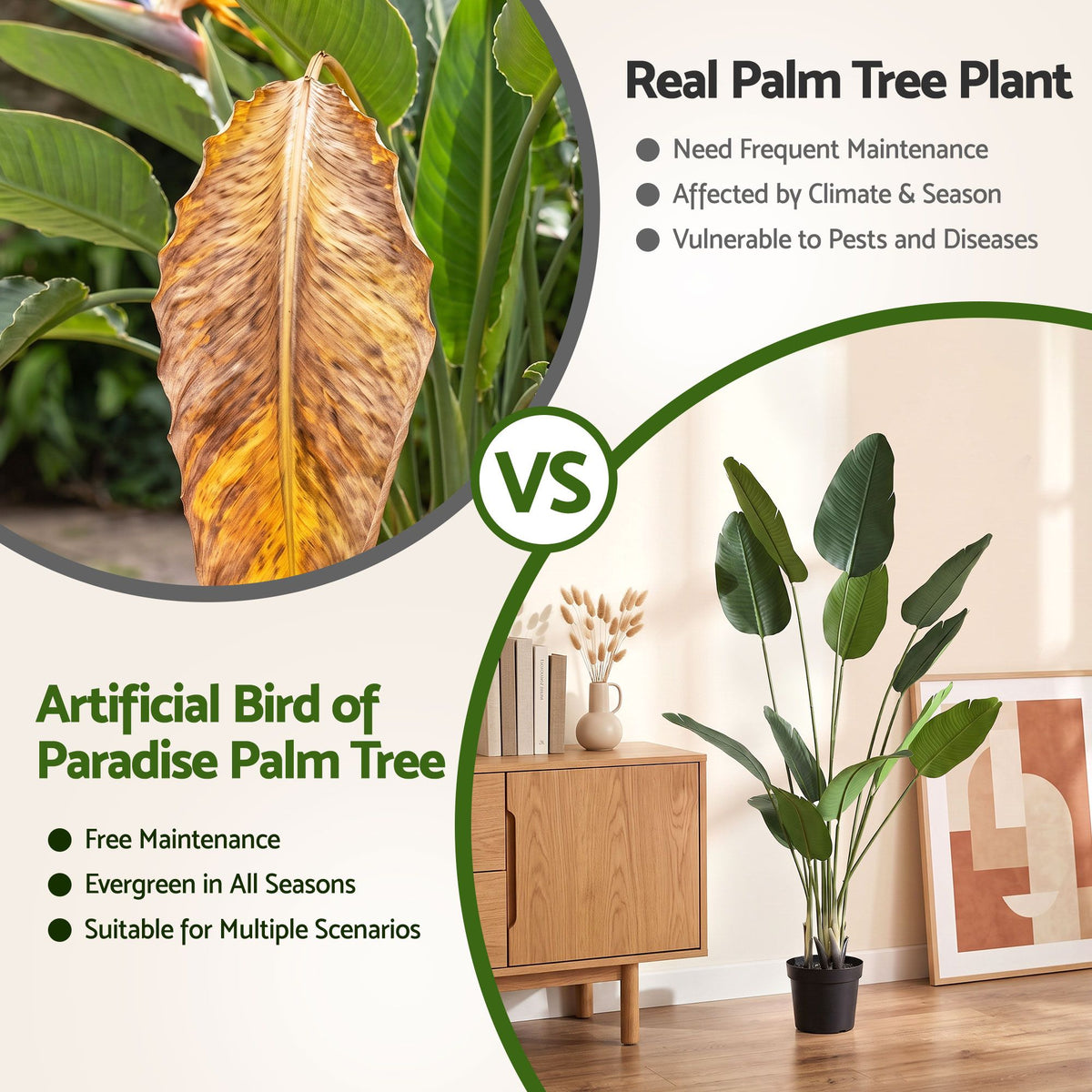 Artiss 150cm Artificial Bird of Paradise Plant Fake Indoor Tree Black Pot Decor