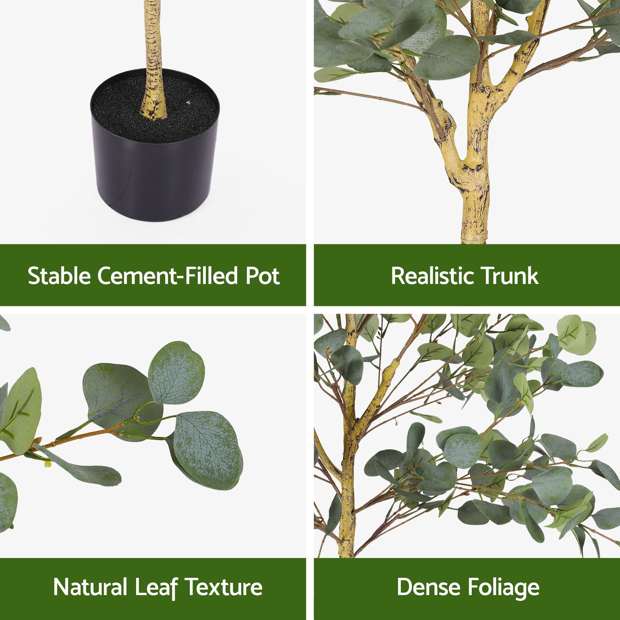 Artiss 150cm Artificial Eucalyptus Tree Fake Indoor Plant Black Pot Home Decor