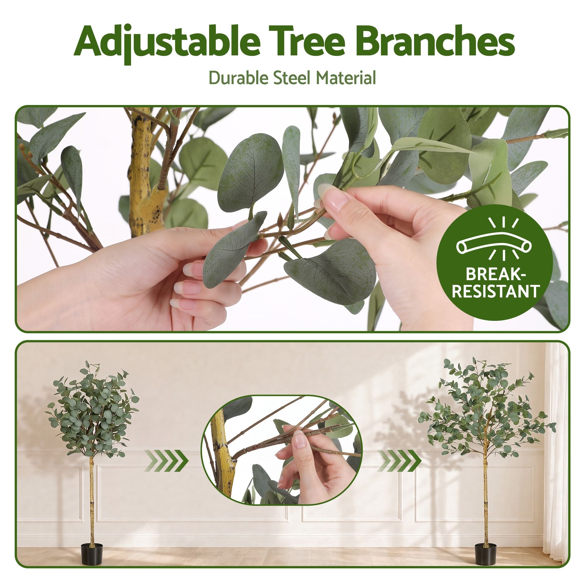 Artiss 150cm Artificial Eucalyptus Tree Fake Indoor Plant Black Pot Home Decor