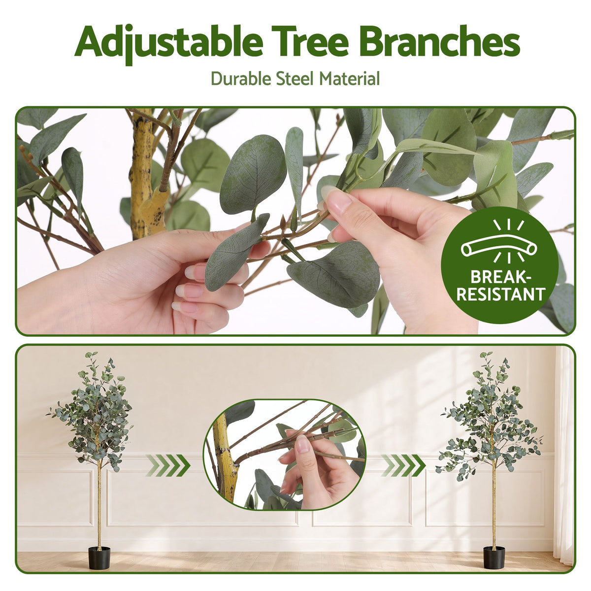 Artiss 180cm Artificial Eucalyptus Tree Fake Indoor Plant Black Pot Home Decor
