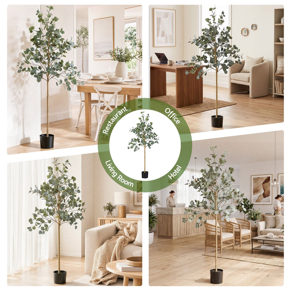 Artiss 180cm Artificial Eucalyptus Tree Fake Indoor Plant Black Pot Home Decor