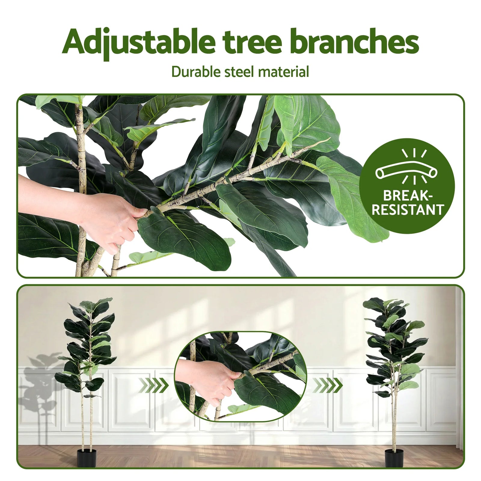 150cm Artificial Fiddle Tree Faux Trees Indoor Decor Artificial Plants Lifelike Plant 1.5M