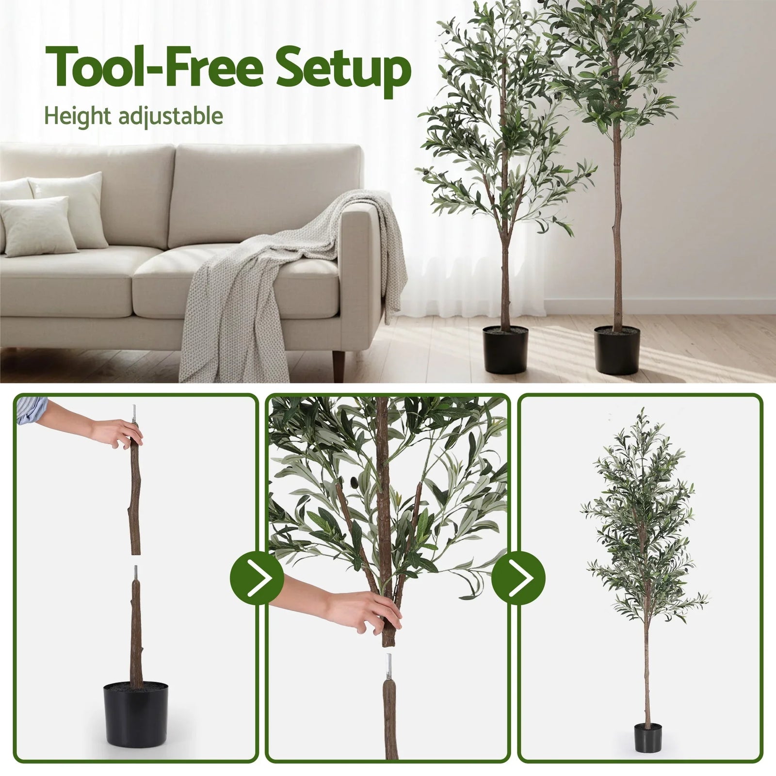 210cm Artificial Olive Tree Faux Trees Indoor Decor Artificial Plants Lifelike Plant 2.1M