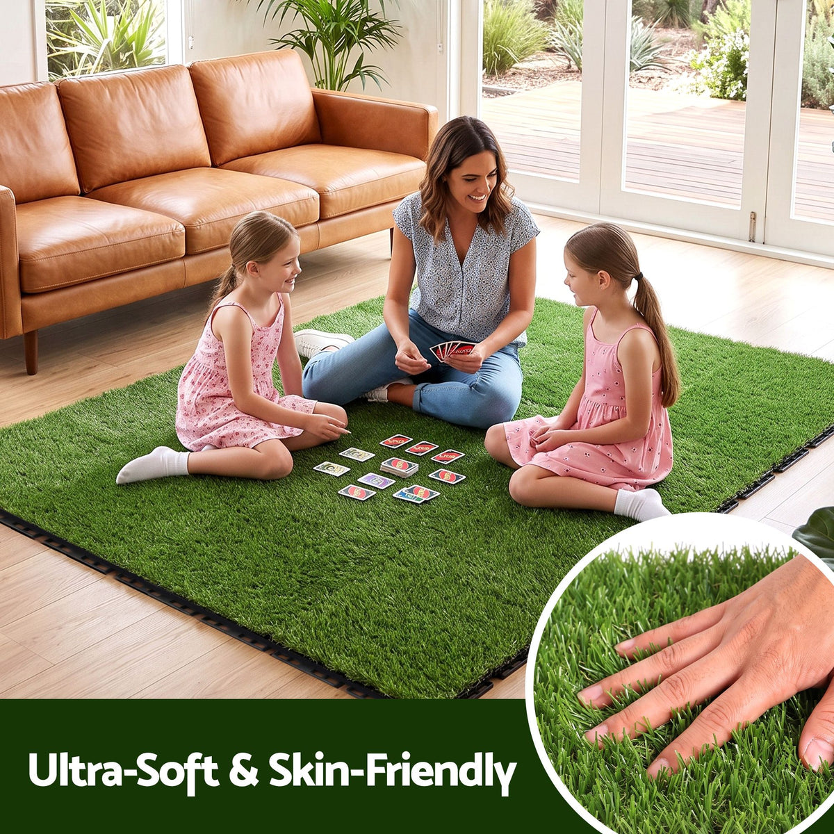 Prime Turf Artificial Grass Turf Tiles Interlocking Fake Grass Mat for Balcony Pet 12 Pack