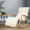 Artiss Bentwood Rocking Armchair – Birch, Cotton Fabric, 5‑Level Footrest, Beige