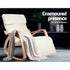 Artiss Bentwood Rocking Armchair – Birch, Cotton Fabric, 5‑Level Footrest, Beige