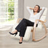 Artiss Bentwood Rocking Armchair – Birch, Cotton Fabric, 5‑Level Footrest, Beige