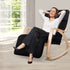 Artiss Bentwood Rocking Armchair Adjustable Footrest Cotton Lounge Chair Black