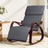 Bentwood Rocking Armchair Adjustable Footrest Linen Lounge Chair Grey