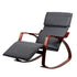 Bentwood Rocking Armchair Adjustable Footrest Linen Lounge Chair Grey