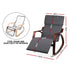 Bentwood Rocking Armchair Adjustable Footrest Linen Lounge Chair Grey