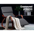 Bentwood Rocking Armchair Adjustable Footrest Linen Lounge Chair Grey