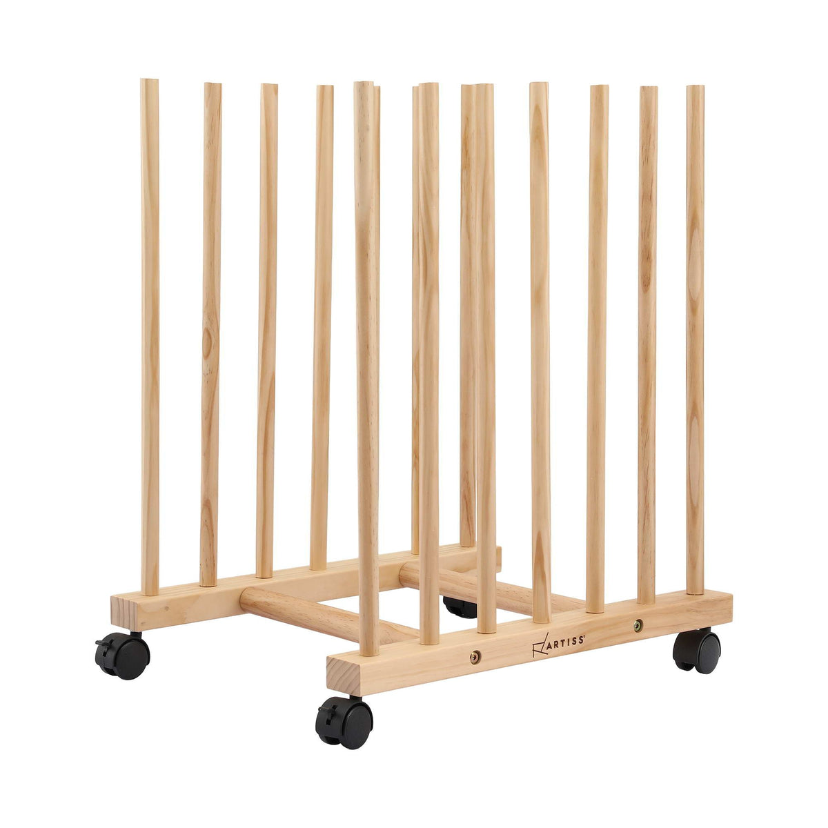 Artiss Compact Art Drying & Canvas Storage Rack with Wheels Solid Wood 50cm