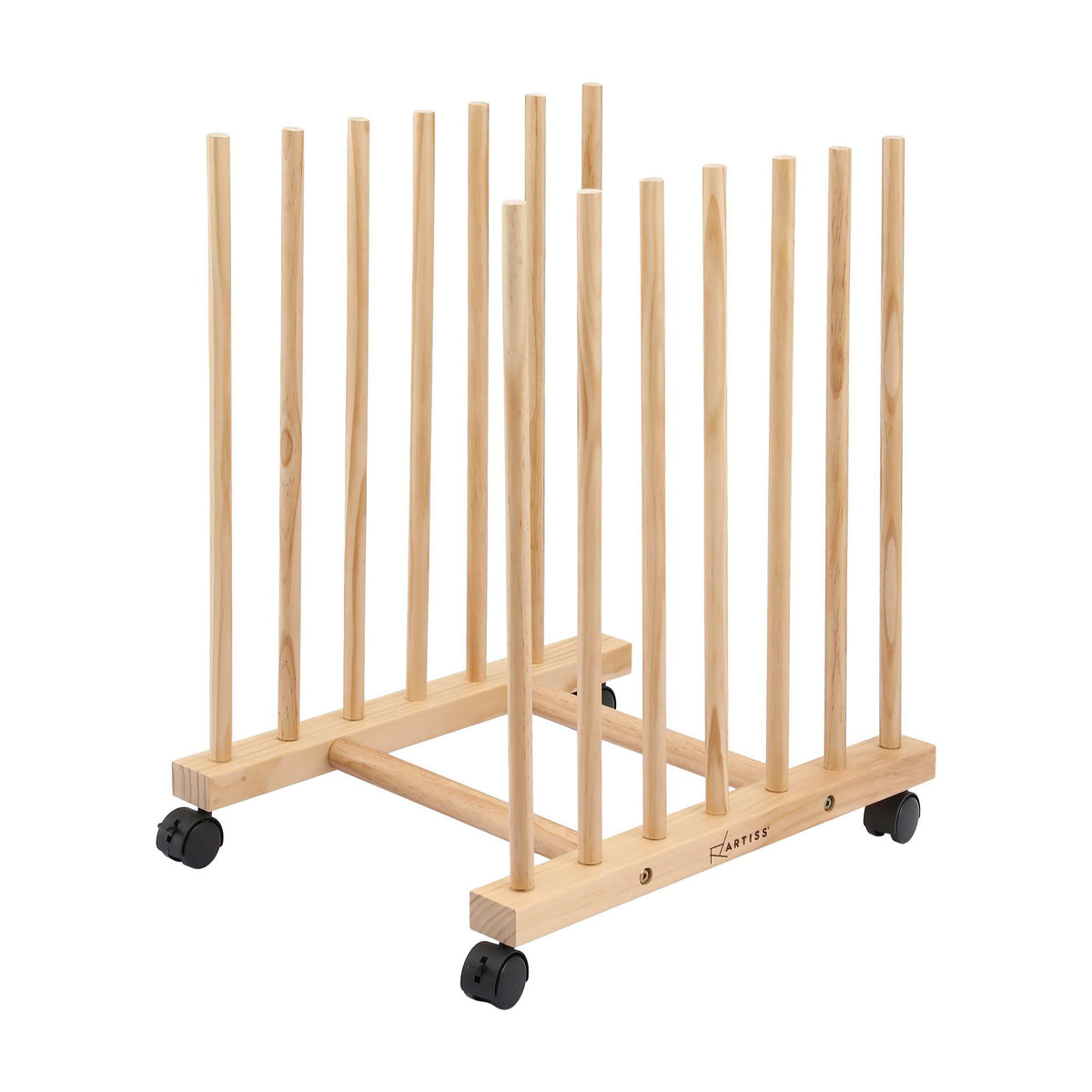 Artiss Compact Art Drying & Canvas Storage Rack with Wheels Solid Wood 50cm