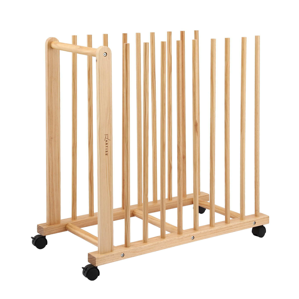 Artiss Art Drying & Canvas Storage Rack with Wheels Solid Wood 76cm Lightwood