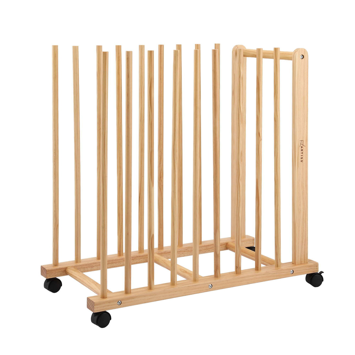 Artiss Art Drying & Canvas Storage Rack with Wheels Solid Wood 76cm Lightwood