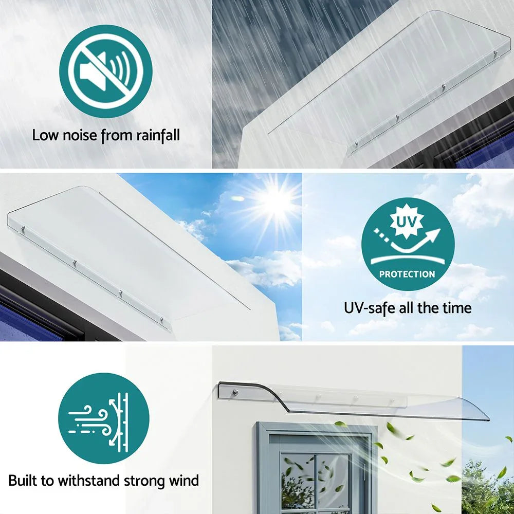 Window Door Awning 0.4mx1m Transparent