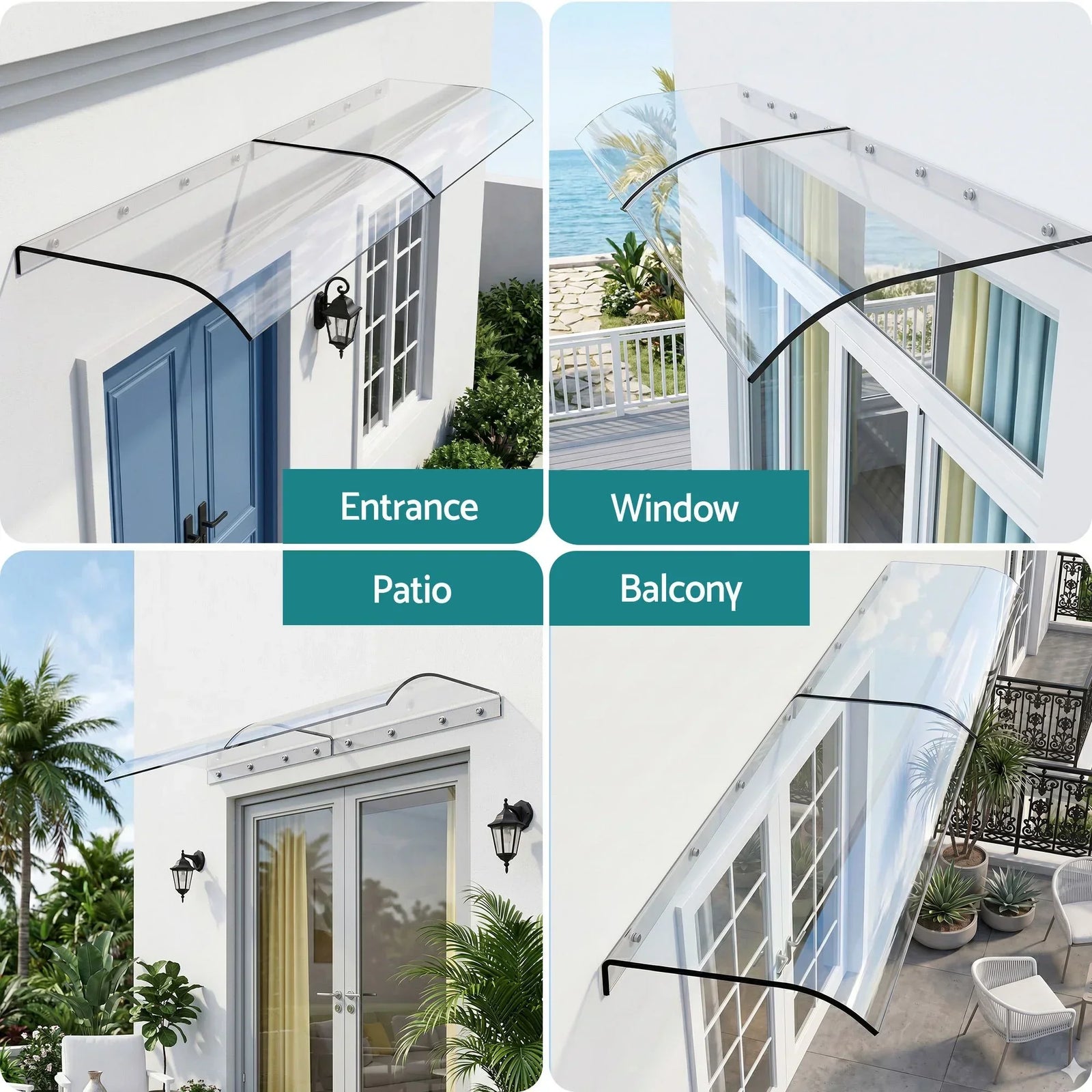 Window Door Awning 0.4mx2m Transparent