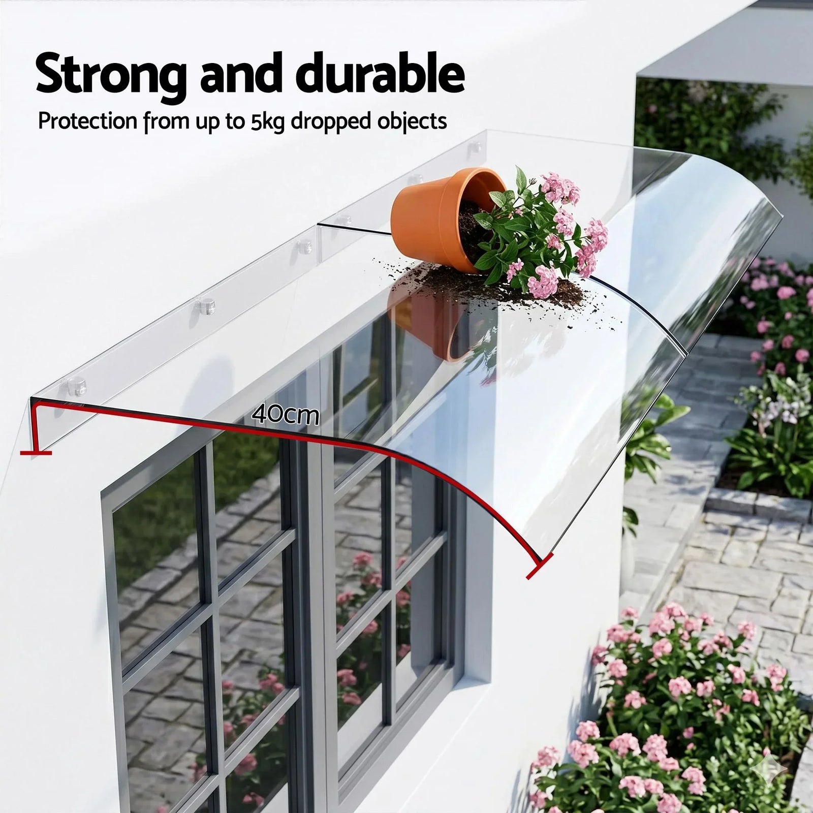 Window Door Awning 0.4mx2m Transparent