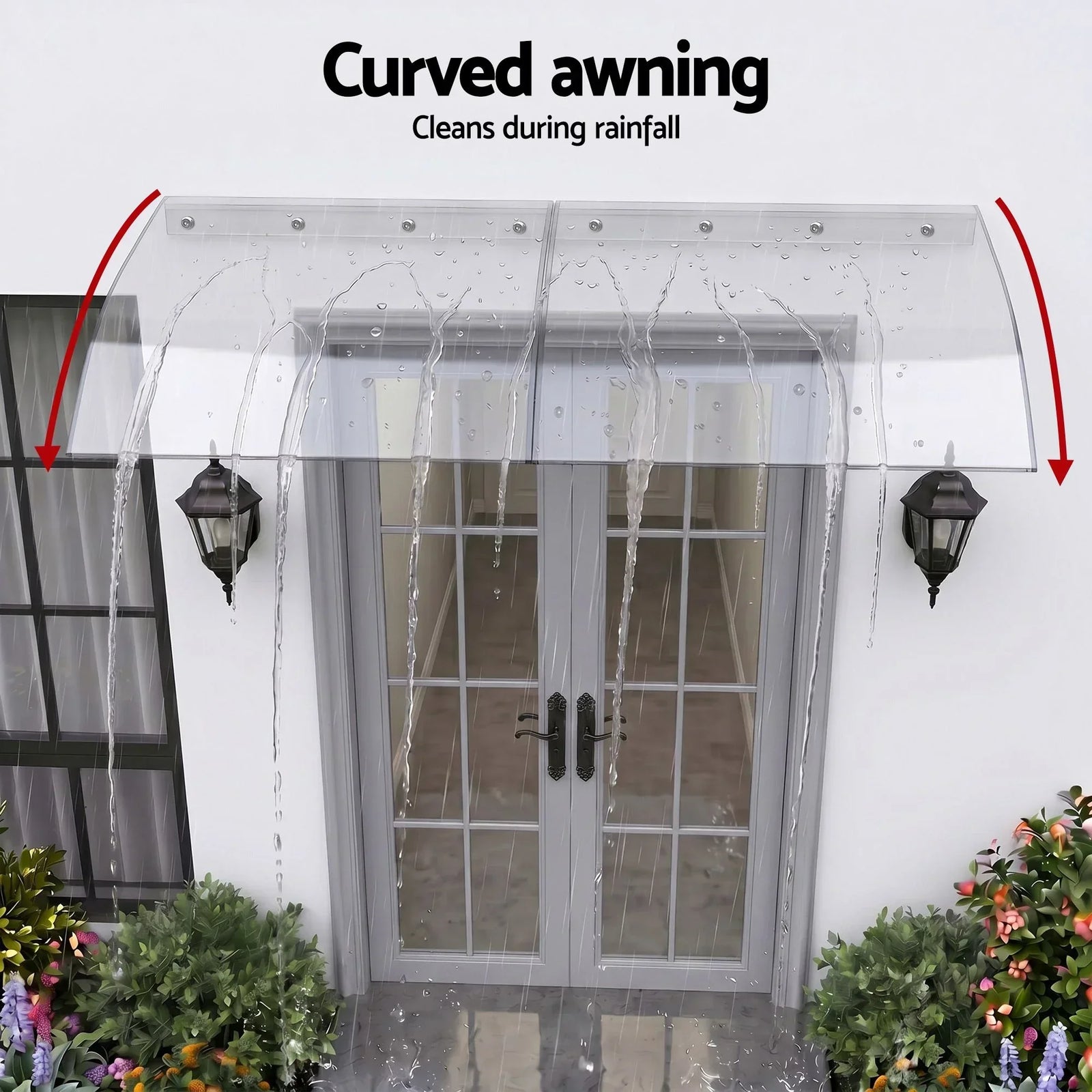 Window Door Awning 0.4mx2m Transparent
