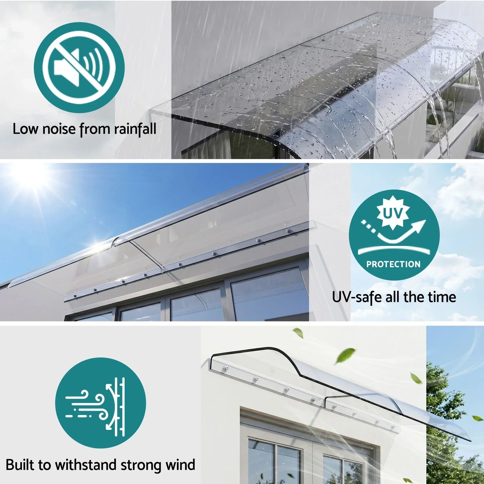 Window Door Awning 0.4mx2m Transparent