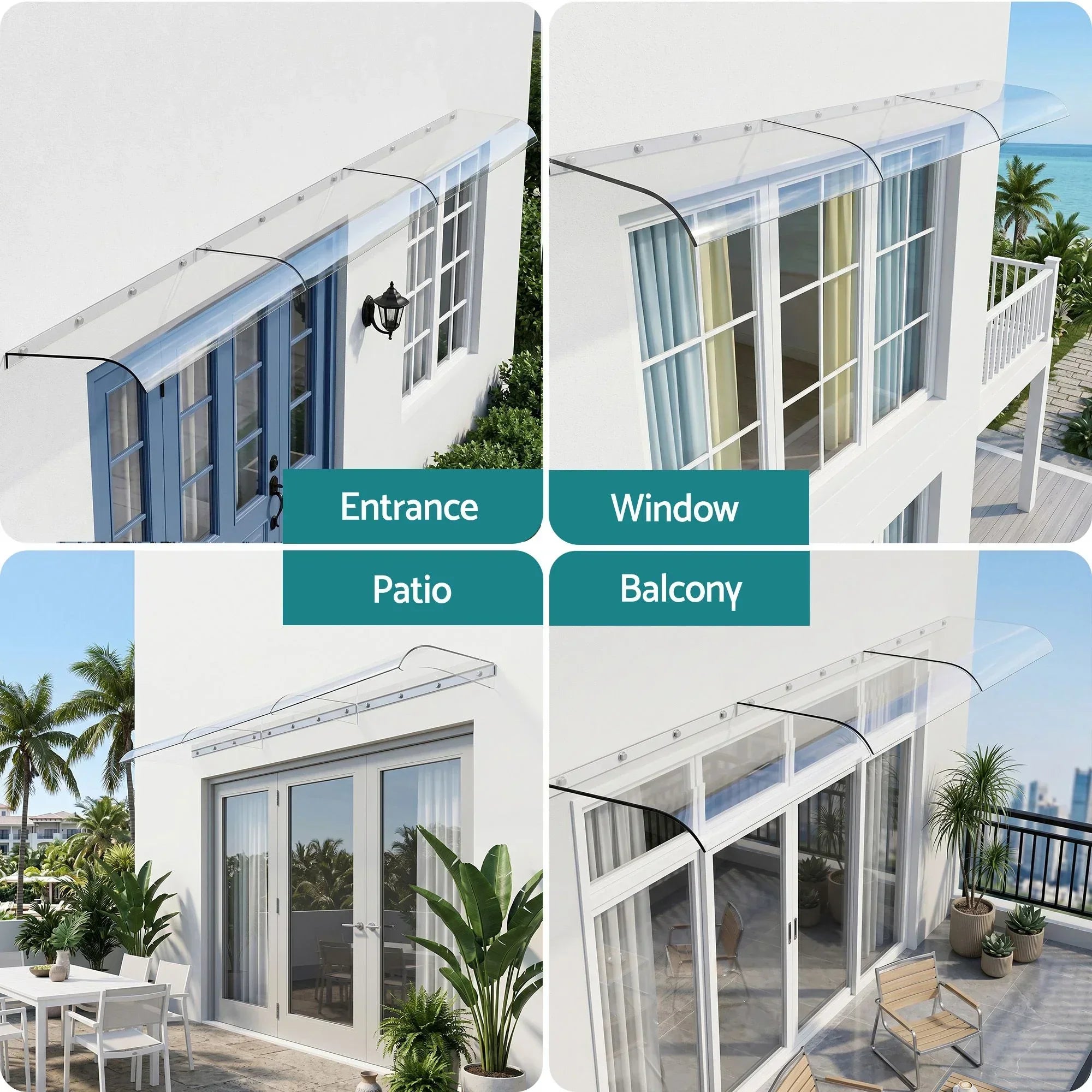 Window Door Awning 0.4mx3m Transparent