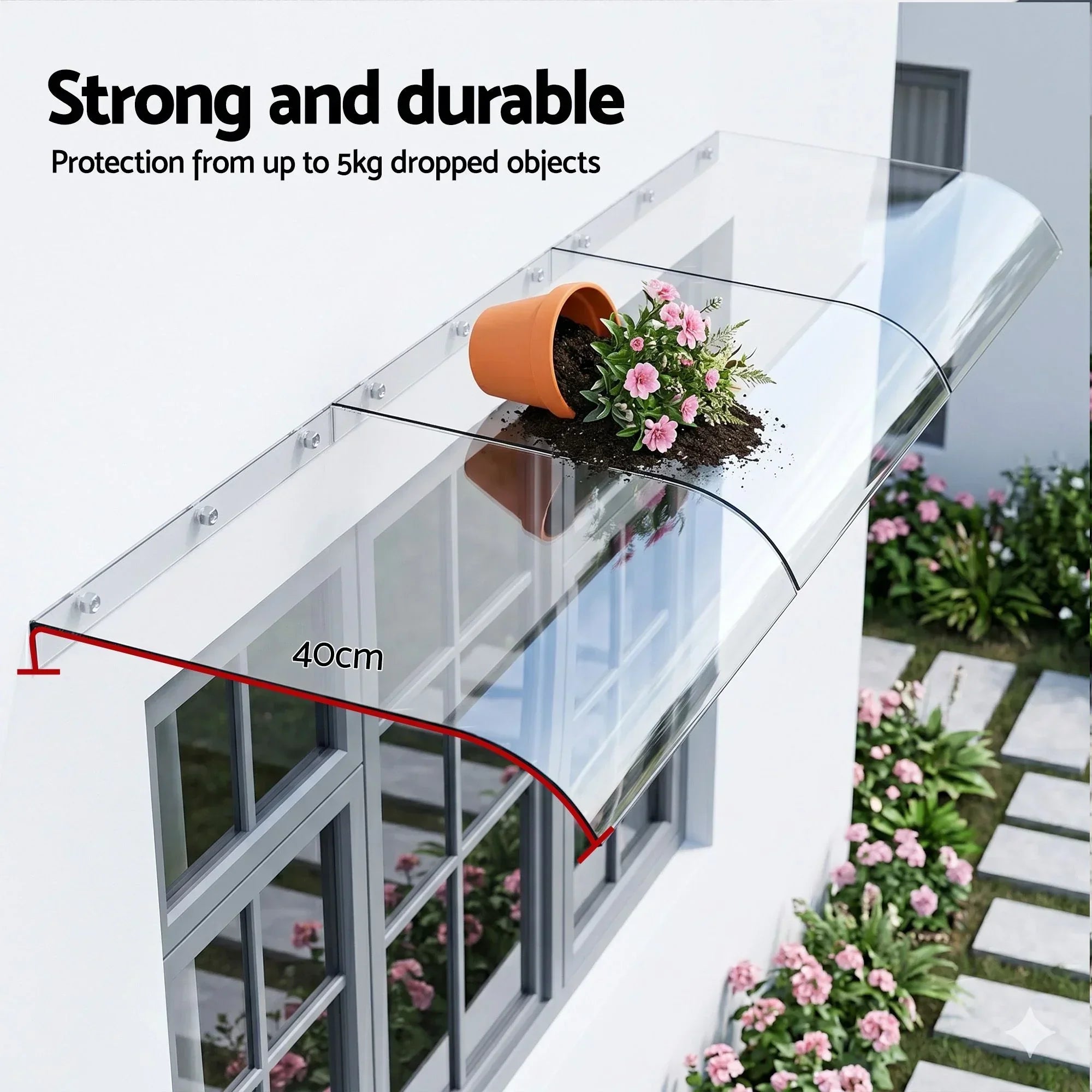 Window Door Awning 0.4mx3m Transparent