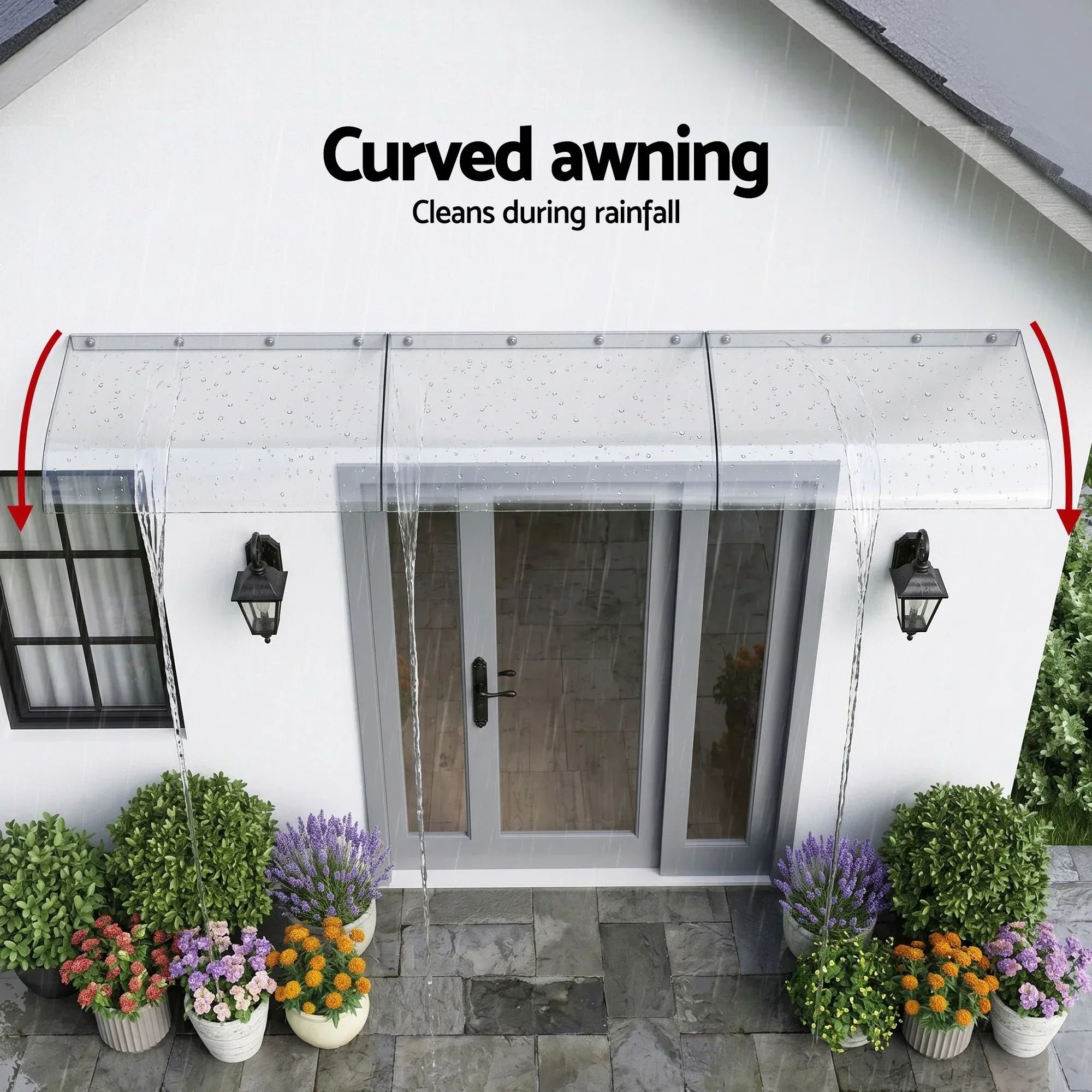 Window Door Awning 0.4mx3m Transparent