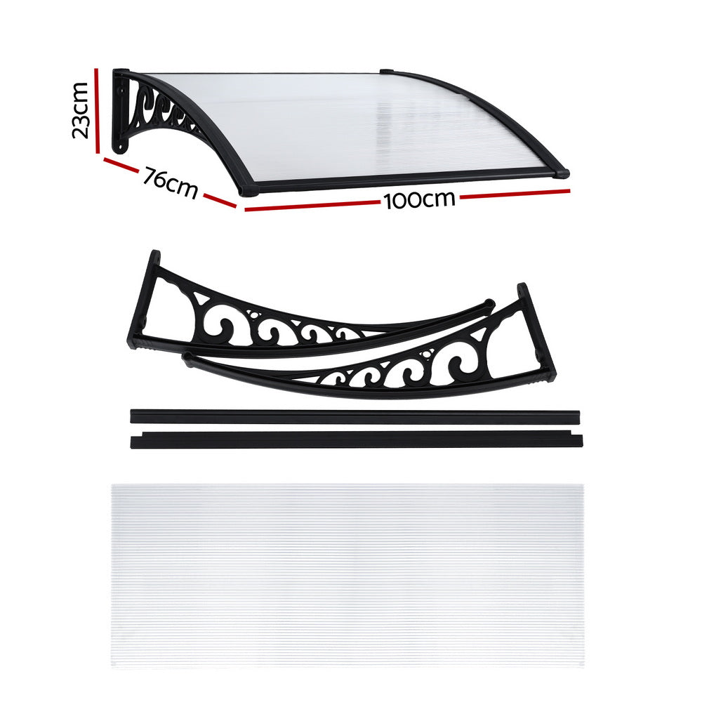 Window Door Awning 0.8mx1m Transparent