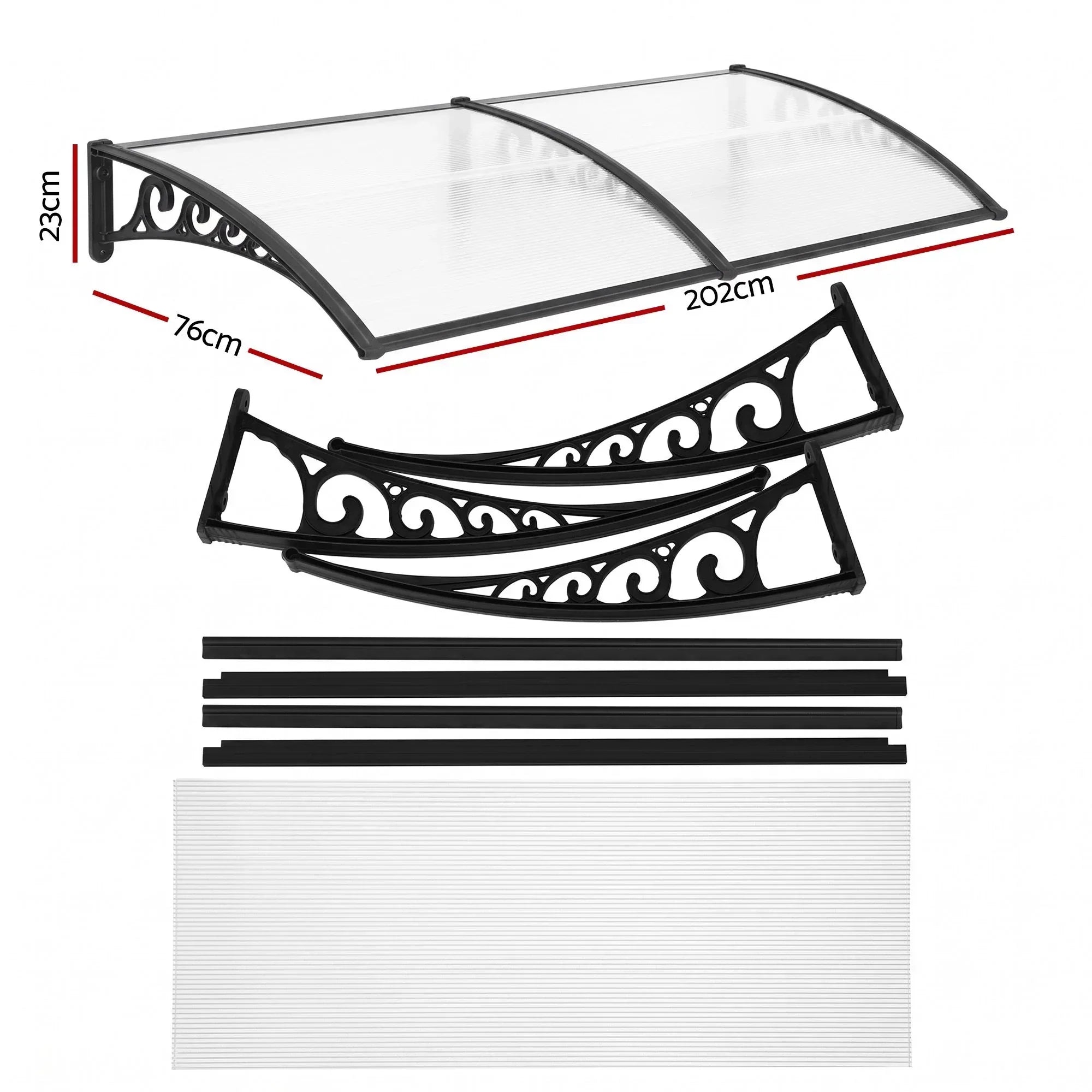 Window Door Awning 0.8mx2m Transparent