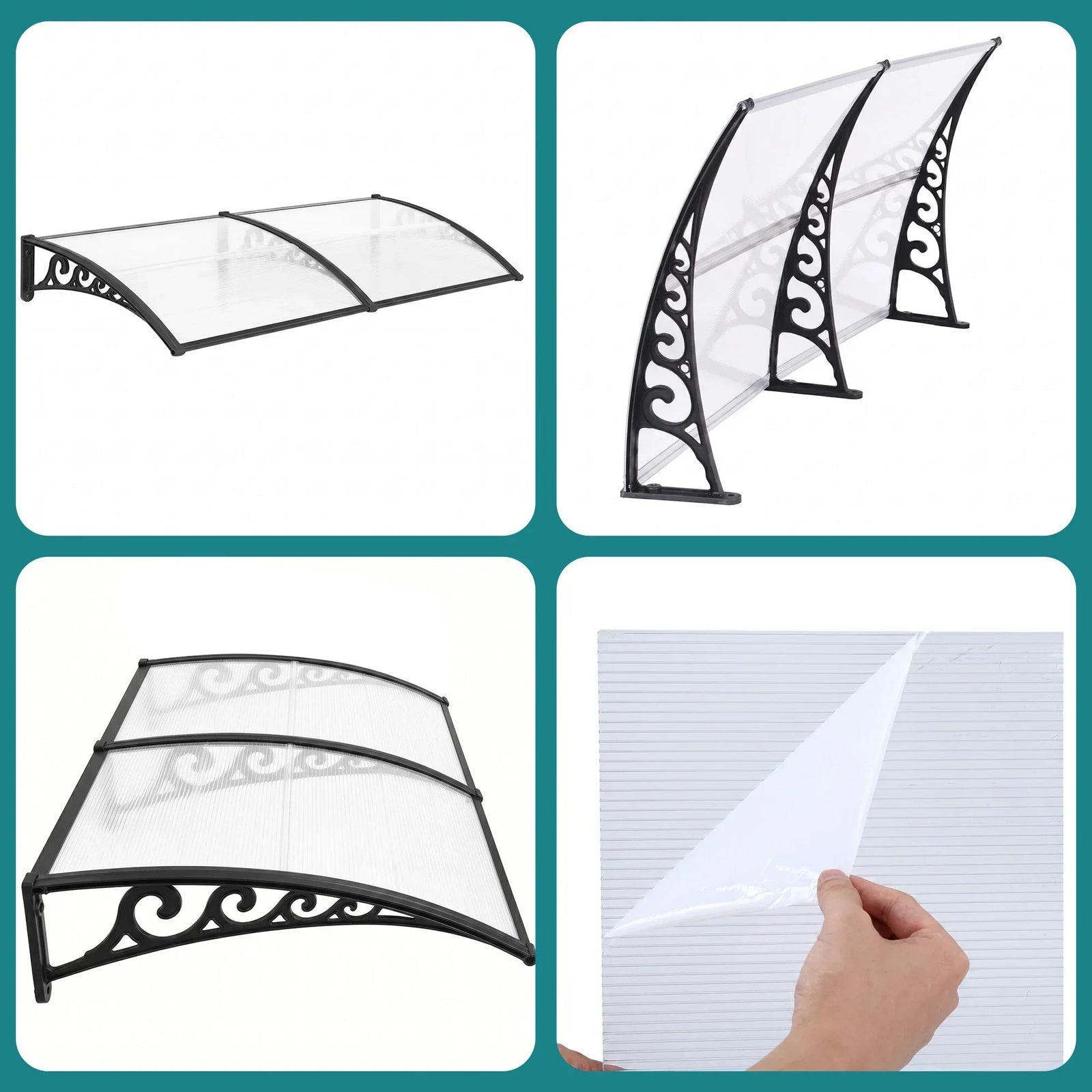 Window Door Awning 0.8mx2m Transparent