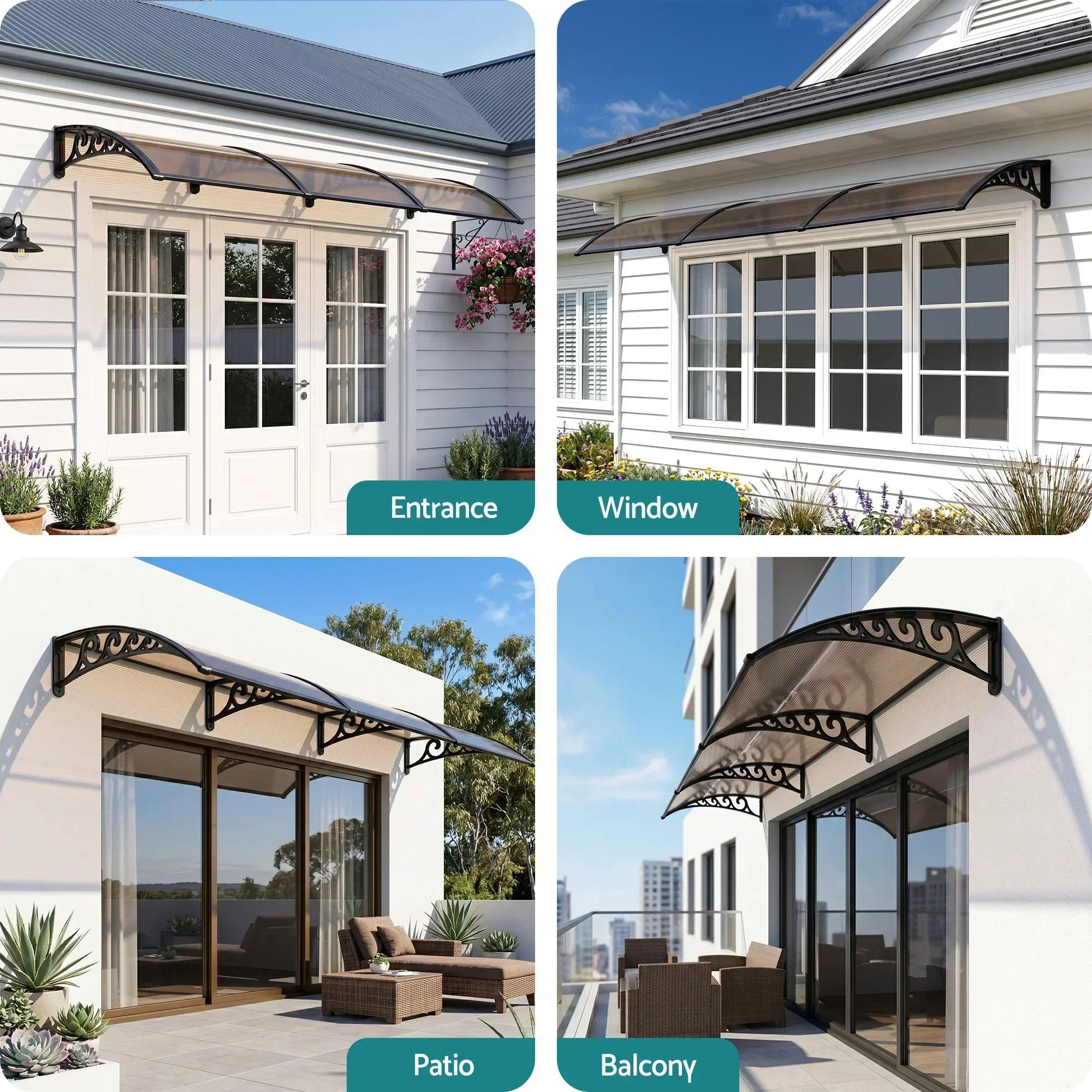 Window Door Awning 0.8mx3m Brown