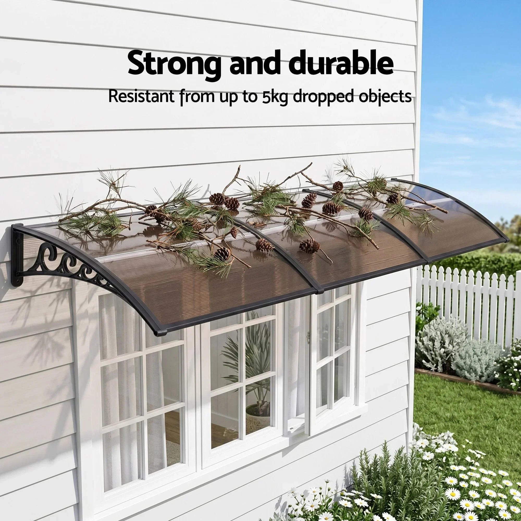 Window Door Awning 0.8mx3m Brown