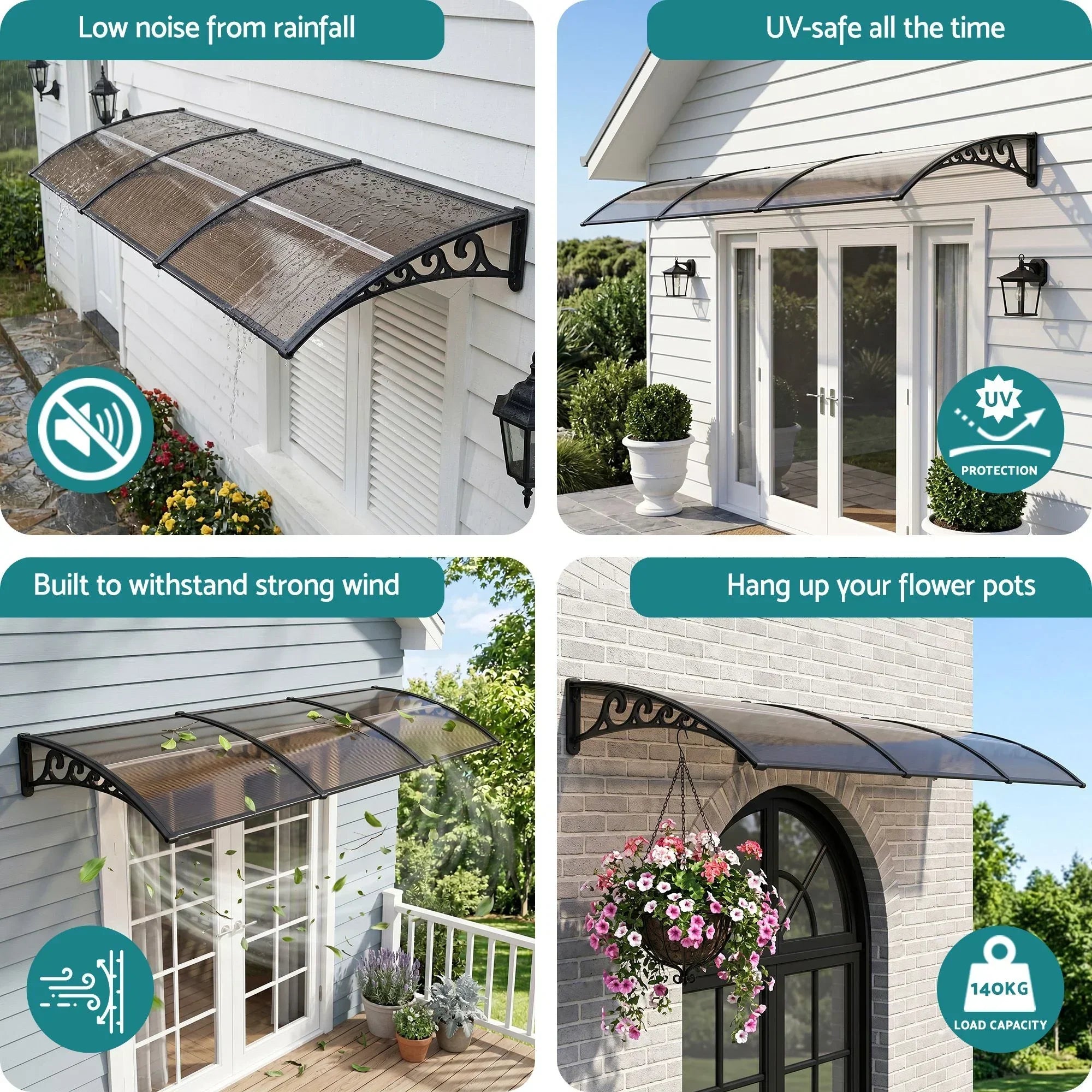 Window Door Awning 0.8mx3m Brown