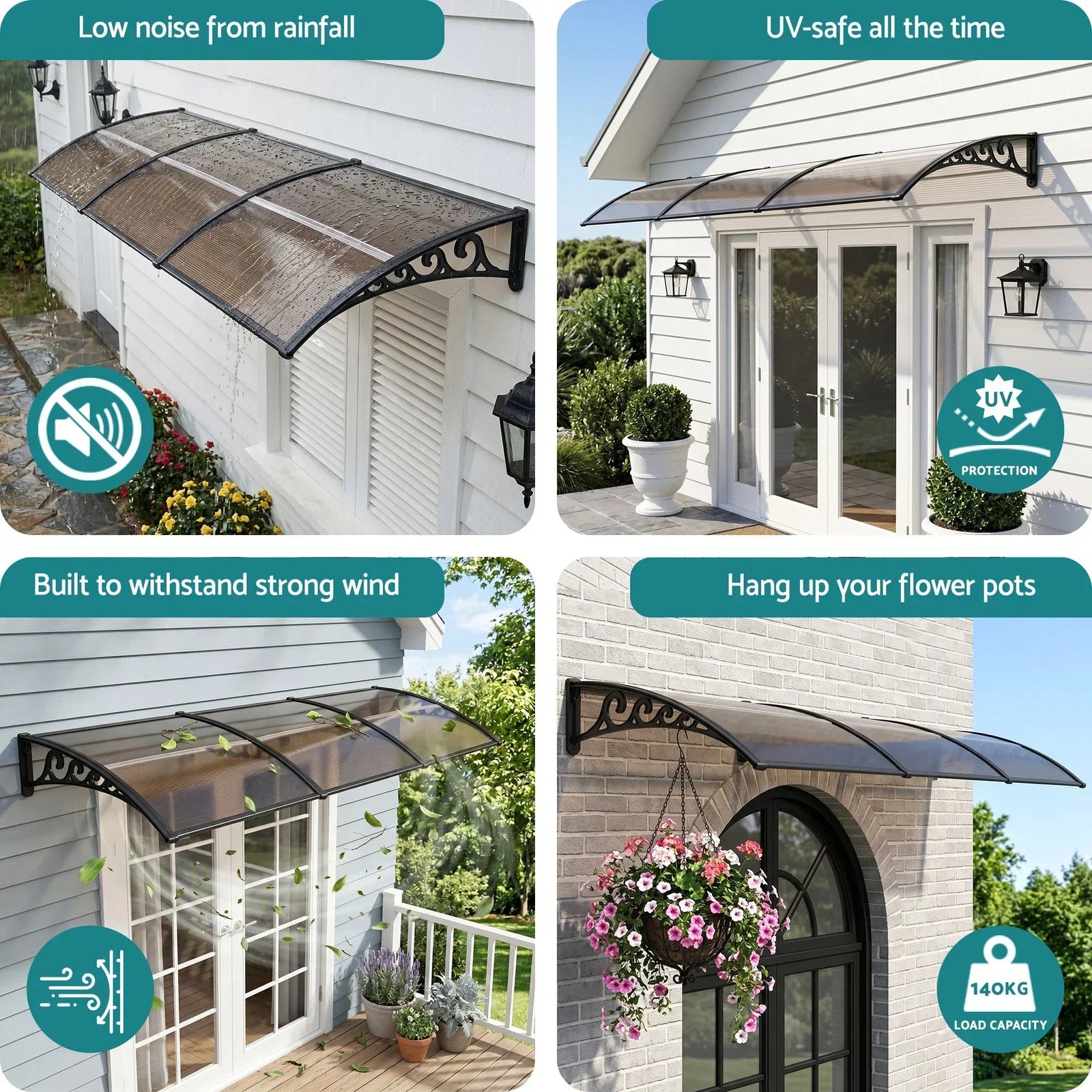 Window Door Awning 0.8mx3m Brown