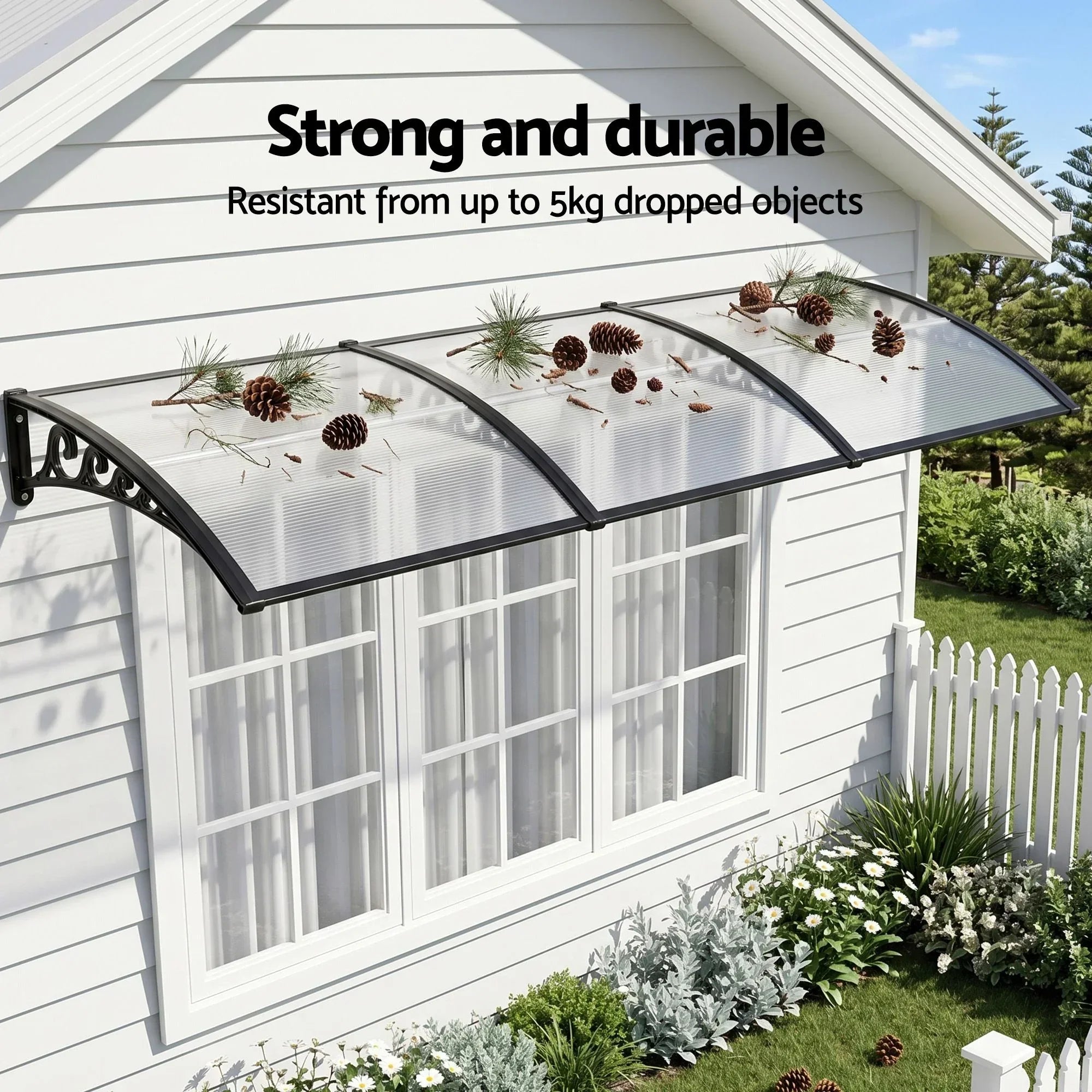 Window Door Awning 0.8mx3m Transparent